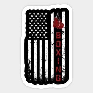 Boxing American Flag Vintage Retro Sticker